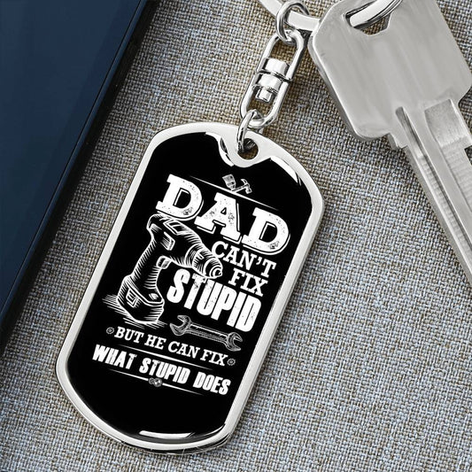 Funny Gift For Dad Military Style Dog Tag Personalized Key Chain