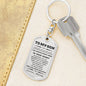 Gift for Son from Mother Personalized Military Style Dog Tag Keychain