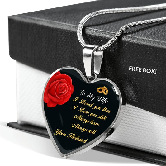 Gift for Wife Heart Pendant Necklace with Engraving