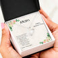 Mom Heart CZ Pendant Necklace From Son Mother's Day Message Card