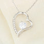 Mom Heart CZ Pendant Necklace From Son Mother's Day Message Card