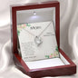 Mom Heart CZ Pendant Necklace From Son Mother's Day Message Card