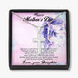 Mother's Day Personalized Cross Pendant Necklace Gift for Mother from Daughter on Cat Message Card