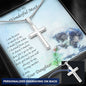 Personalized Cross Pendant Necklace Gift for Wonderful Mother from Daughter on Kitten Message Card