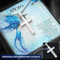 Personalized Cross Pendant Necklace Gift for Mother from Son Blue bird Message Card