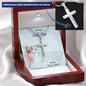 Personalized Cross Pendant Necklace Gift for Mother from Son on Cat Message Card