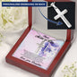 Mother's Day Personalized Cross Pendant Necklace Gift for Mother from Daughter on Cat Message Card