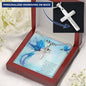 Personalized Cross Pendant Necklace Gift for Mother Blue Bird Message Card