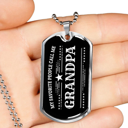 Grandpa Dog Tag Pendant Necklace