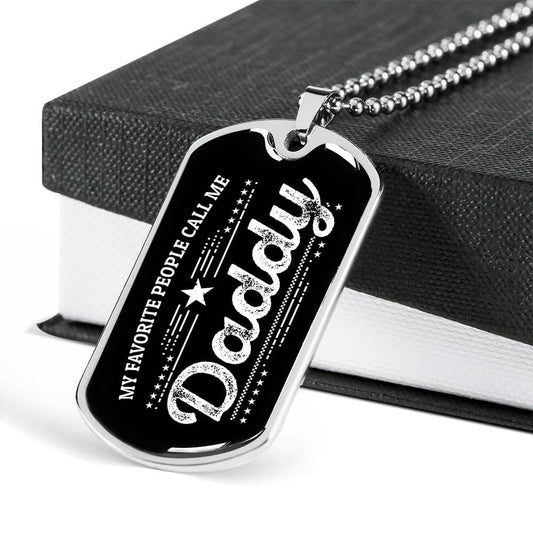 Gift for Dad Military Style Dog Tag Personalized Pendant Necklace