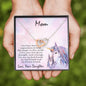 Gift for Mother from Daughter Gold and Silver Hearts Pendant Necklace on Unicorn Message Card