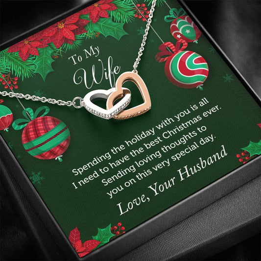 Interlocking Hearts Pendant Necklace Christmas Gift for Wife
