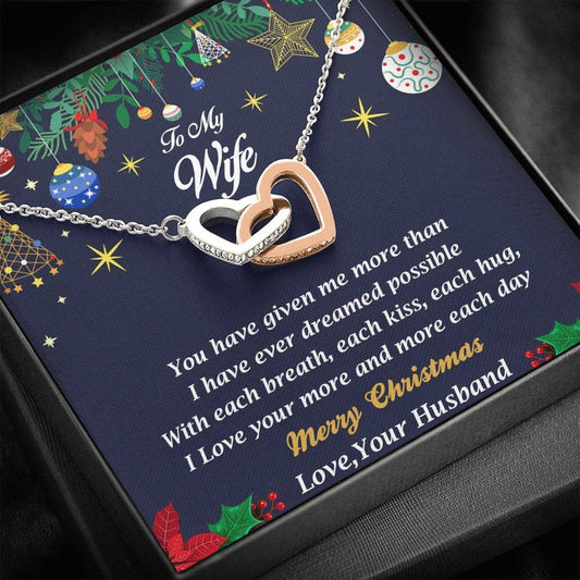 Wife Christmas Gift Personalized Two Heart Pendant Necklace
