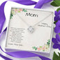 Gift for Mom Love Knot CZ Pendant Necklace from Son Mother's Day Message Card