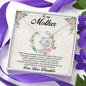 Beautiful Love Knot Cubic Zirconia Pendant Necklace Gift for Mother from Daughter with Message Card