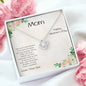 Gift for Mom Love Knot CZ Pendant Necklace from Son Mother's Day Message Card