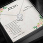 Gift for Mom Love Knot CZ Pendant Necklace from Son Mother's Day Message Card