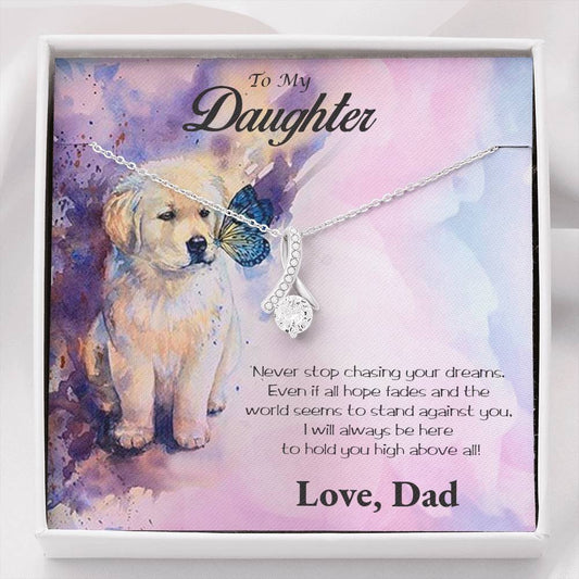 Gift for Daughter from Father Pendant Necklace Personalized Puppy Message Card