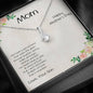 Gift for Mom from Son Beautiful CZ White Gold Pendant Necklace Mother's Day Message Card