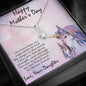 Mother's Day Gift from Daughter CZ Pendant Necklace on Unicorn Message Card