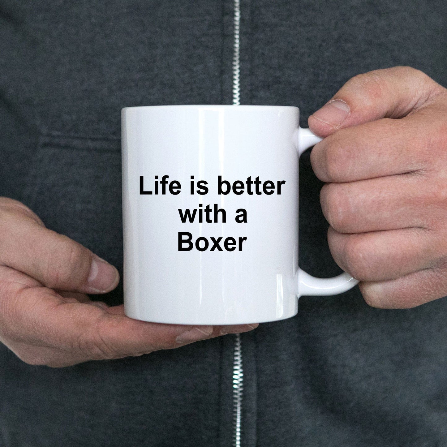 Boxer Dog Owner Lover Gift Life is Better White Ceramic Coffee Mug