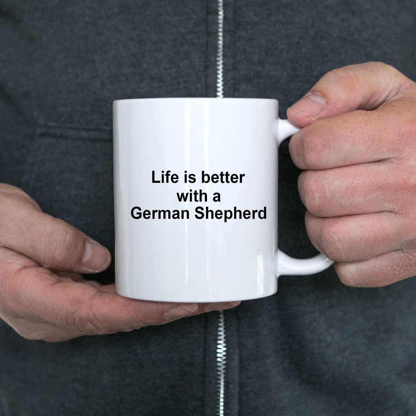 German Shepherd Dog Lover Gift Life is Better White Ceramic Coffee Mug