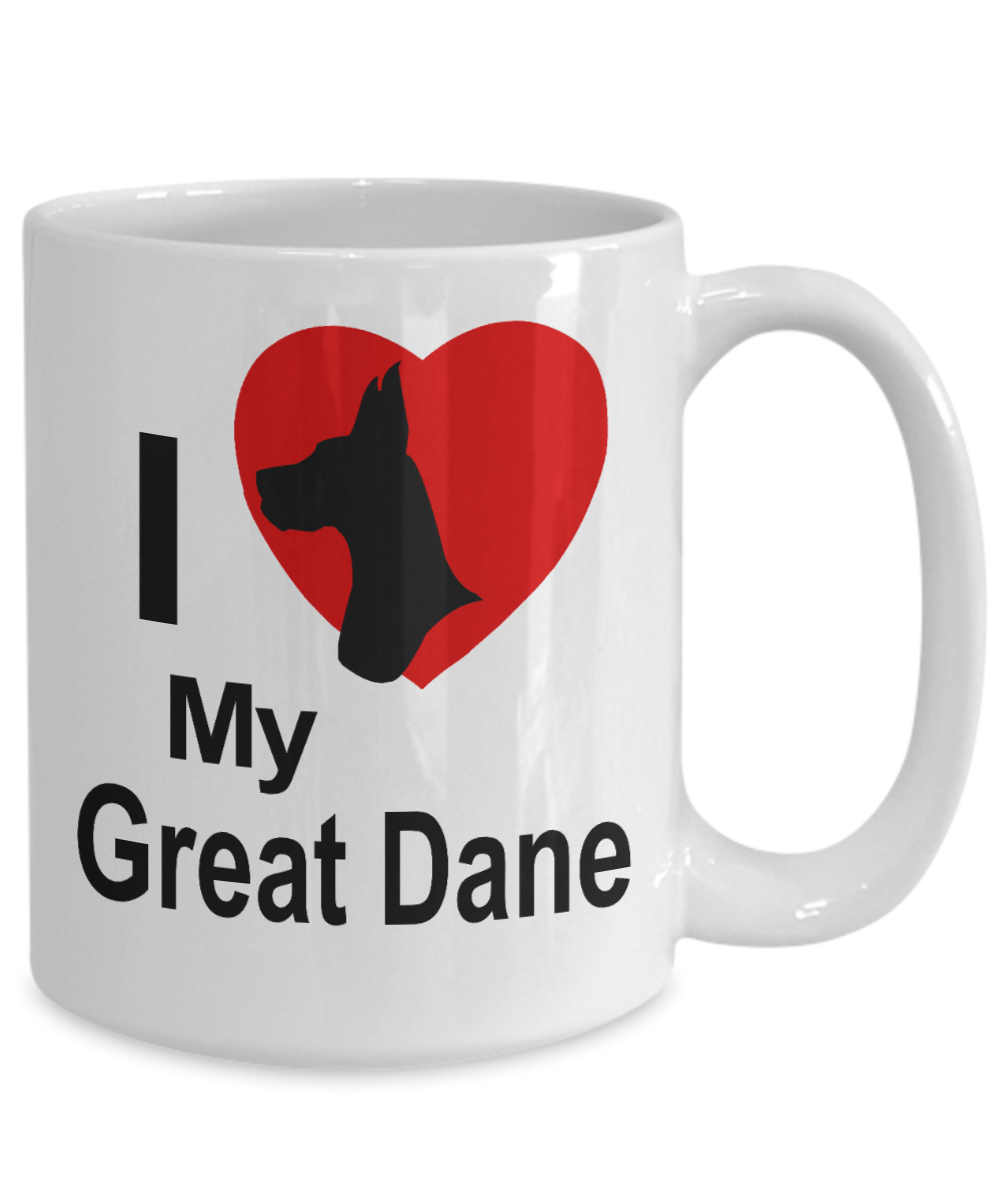 Love my Great Dane Dog White Ceramic Coffee Mug