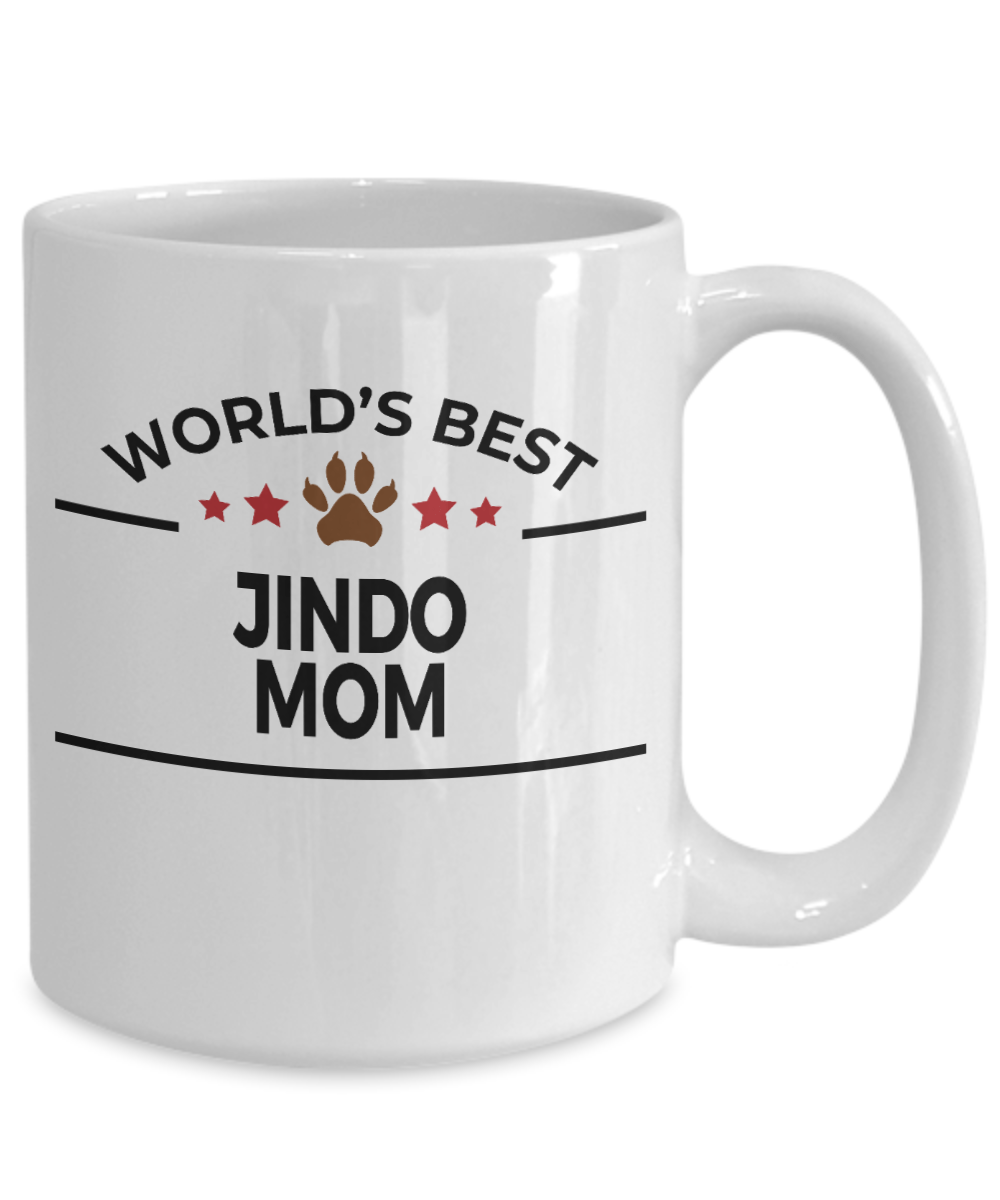 Jindo Dog Lover Gift World's Best Mom Birthday Mother's Day White Ceramic Coffee Mug