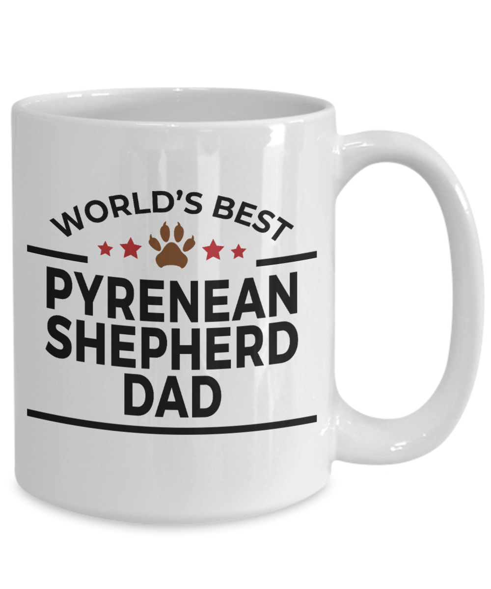 Pyrenean Shepherd Dog Lover Gift World's Best Dad Birthday Father's Day White Ceramic Coffee Mug