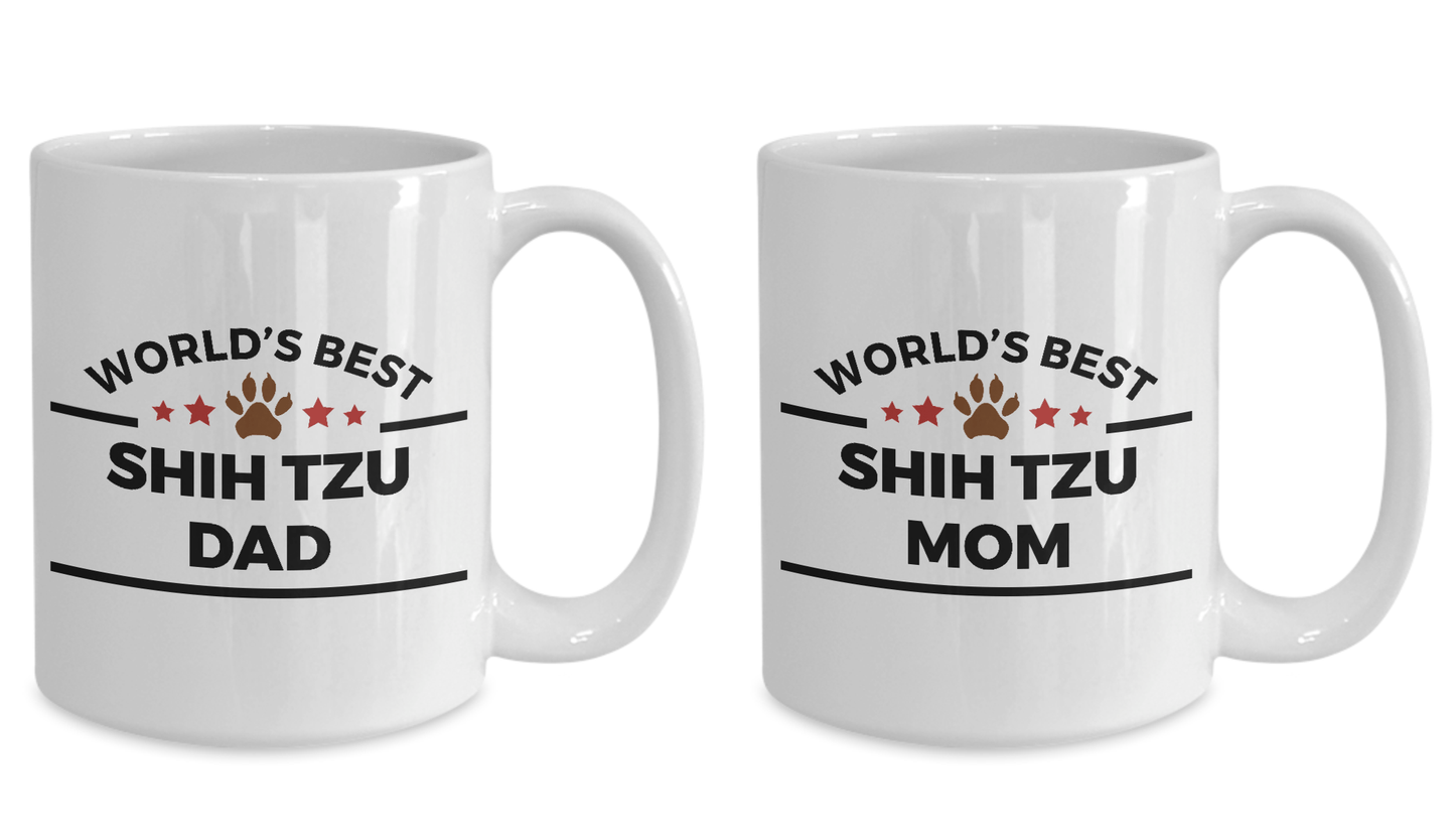 Shih Tzu Dog Dad and Mom Coffee Mug Set of 2