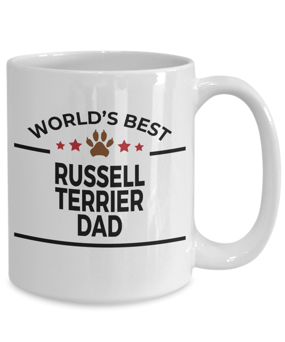 Russell Terrier Dog Lover Gift World's Best Dad Birthday Father's Day White Ceramic Coffee Mug