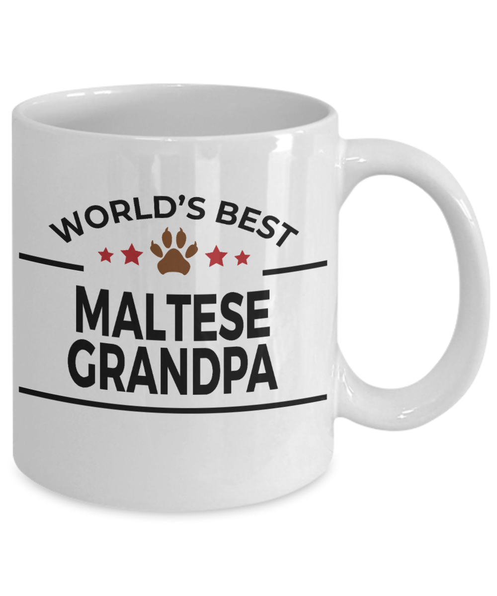 Maltese Dog Lover Gift World's Best Grandpa Birthday Father's Day White Ceramic Coffee Mug