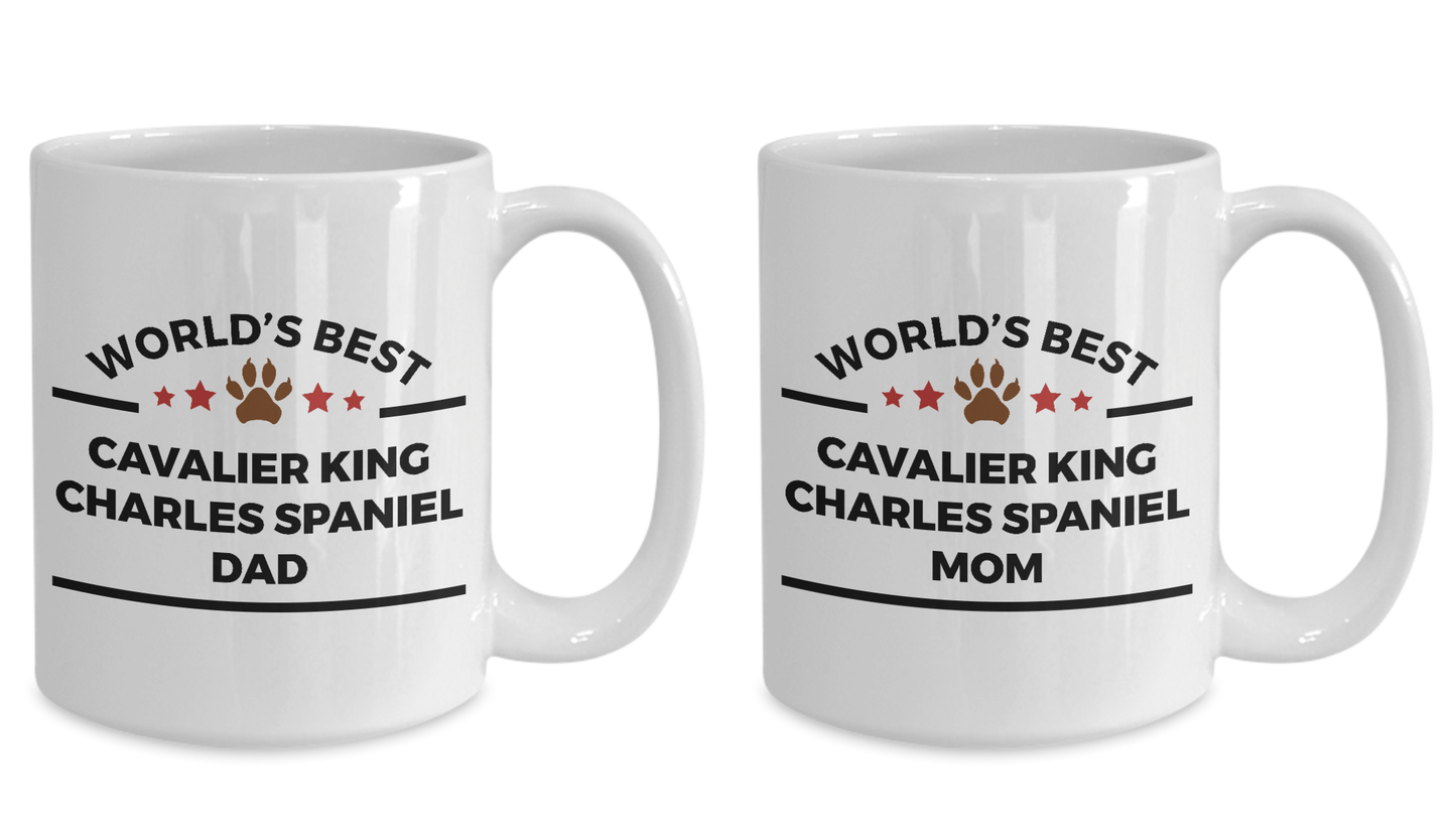Cavalier King Charles Spaniel Dog Lover Coffee Mug World's Best Dad and Mom Gift Set of 2