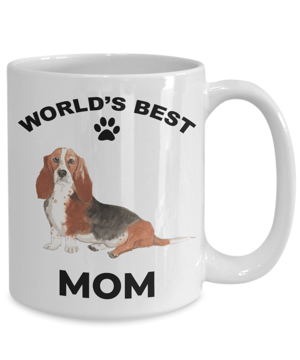 Basset Hound Best Mom Coffee Mug watercolor print