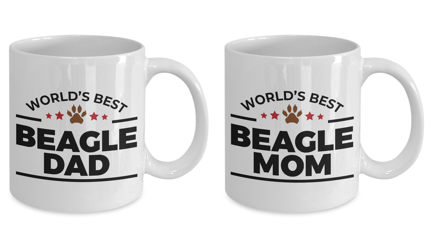 World's Best Beagle Dad and Mom Couple Ceramic Mug - Set of 2 His and Hers