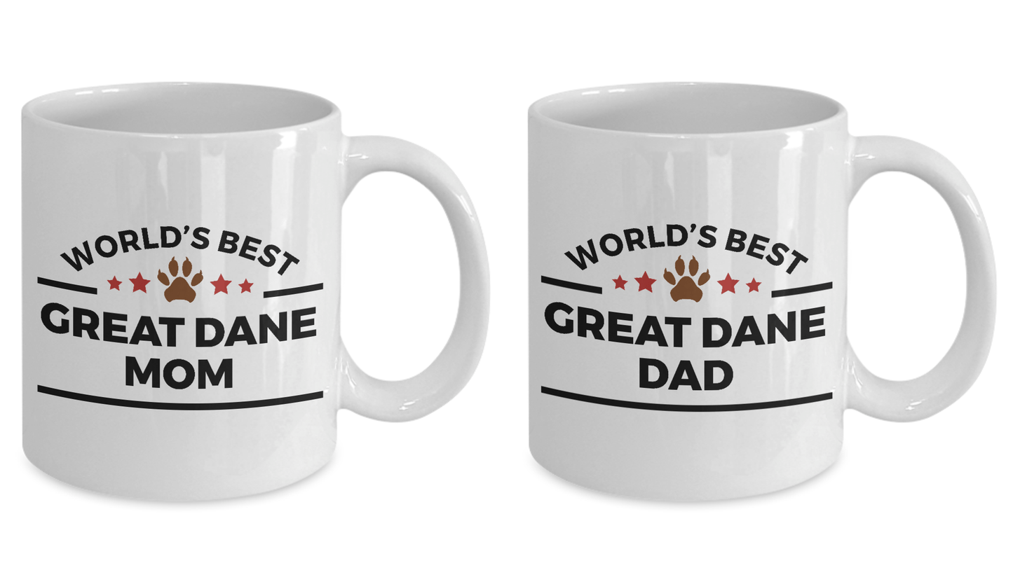 Great Dane Dog Dad and Mom Couple Set of 2 Cups