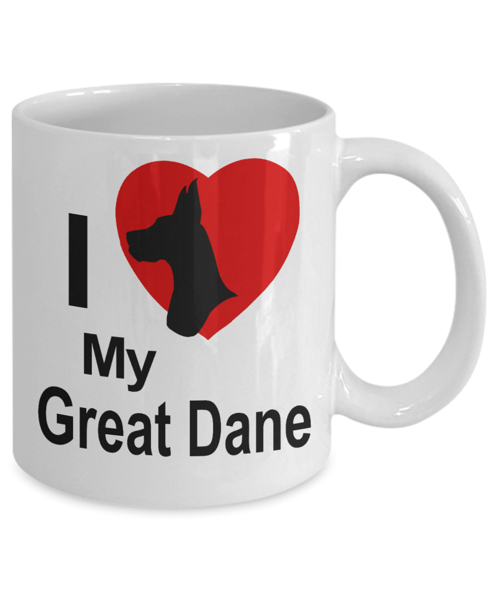 Love my Great Dane Dog White Ceramic Coffee Mug