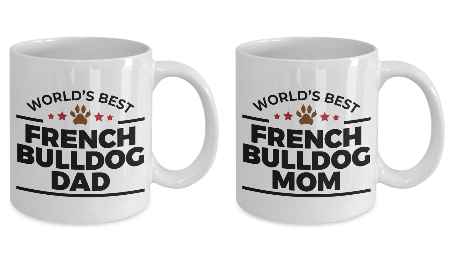 French Bulldog Mom and Dad Couples Ceramic Mugs - Set of 2