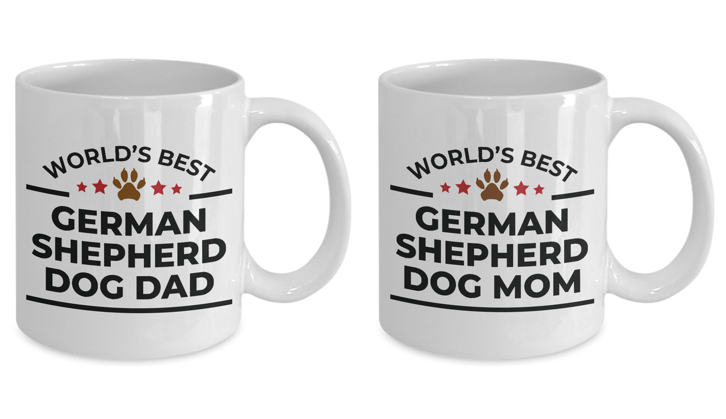 World's Best German Shepherd Dog Mom and Dad Couple Mugs- Set of 2