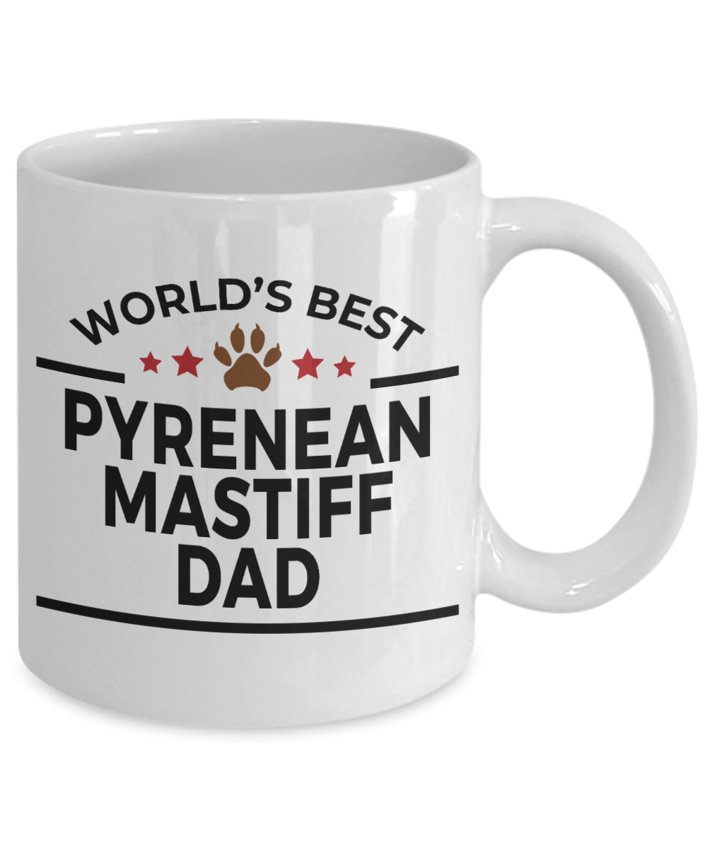 Pyrenean Mastiff Dog Lover Gift World's Best Dad Birthday Father's Day White Ceramic Coffee Mug