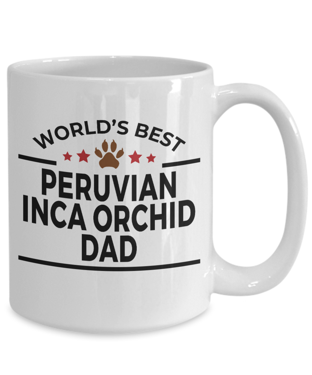 Peruvian Inca Orchid Dog Lover Gift World's Best Dad Birthday Father's Day White Ceramic Coffee Mug