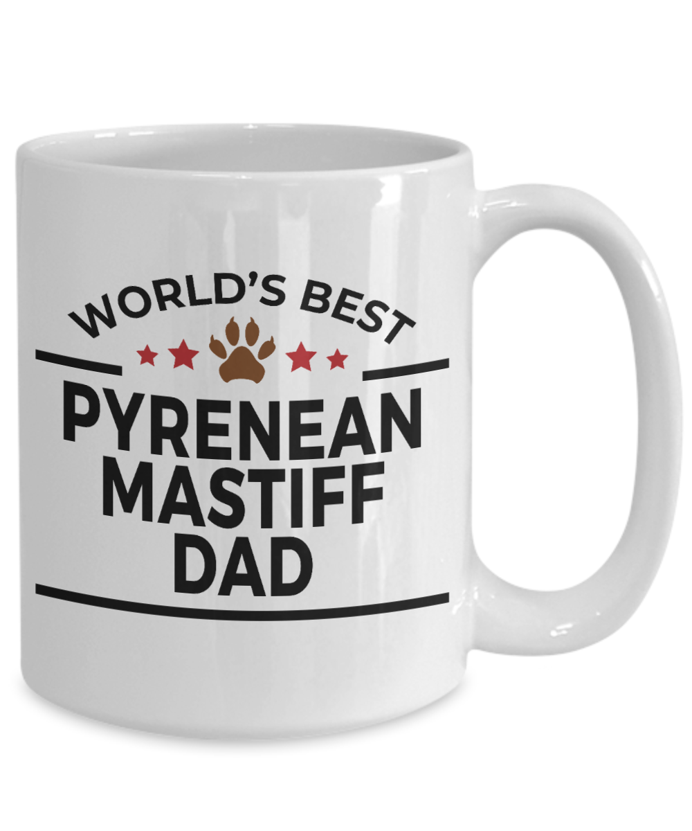 Pyrenean Mastiff Dog Lover Gift World's Best Dad Birthday Father's Day White Ceramic Coffee Mug