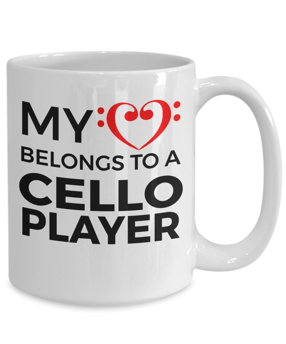 Cello Player Mug - My Heart Belongs To A Cello Player