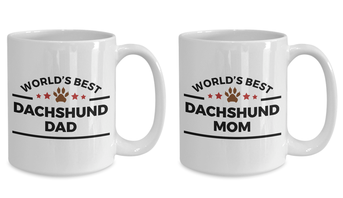 World's Best Dachshund Dad and Mom Couple Ceramic Mug - Set of 2 His and Hers