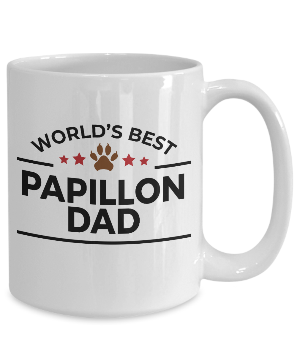 Papillon Dog Lover Gift World's Best Dad Birthday Father's Day White Ceramic Coffee Mug