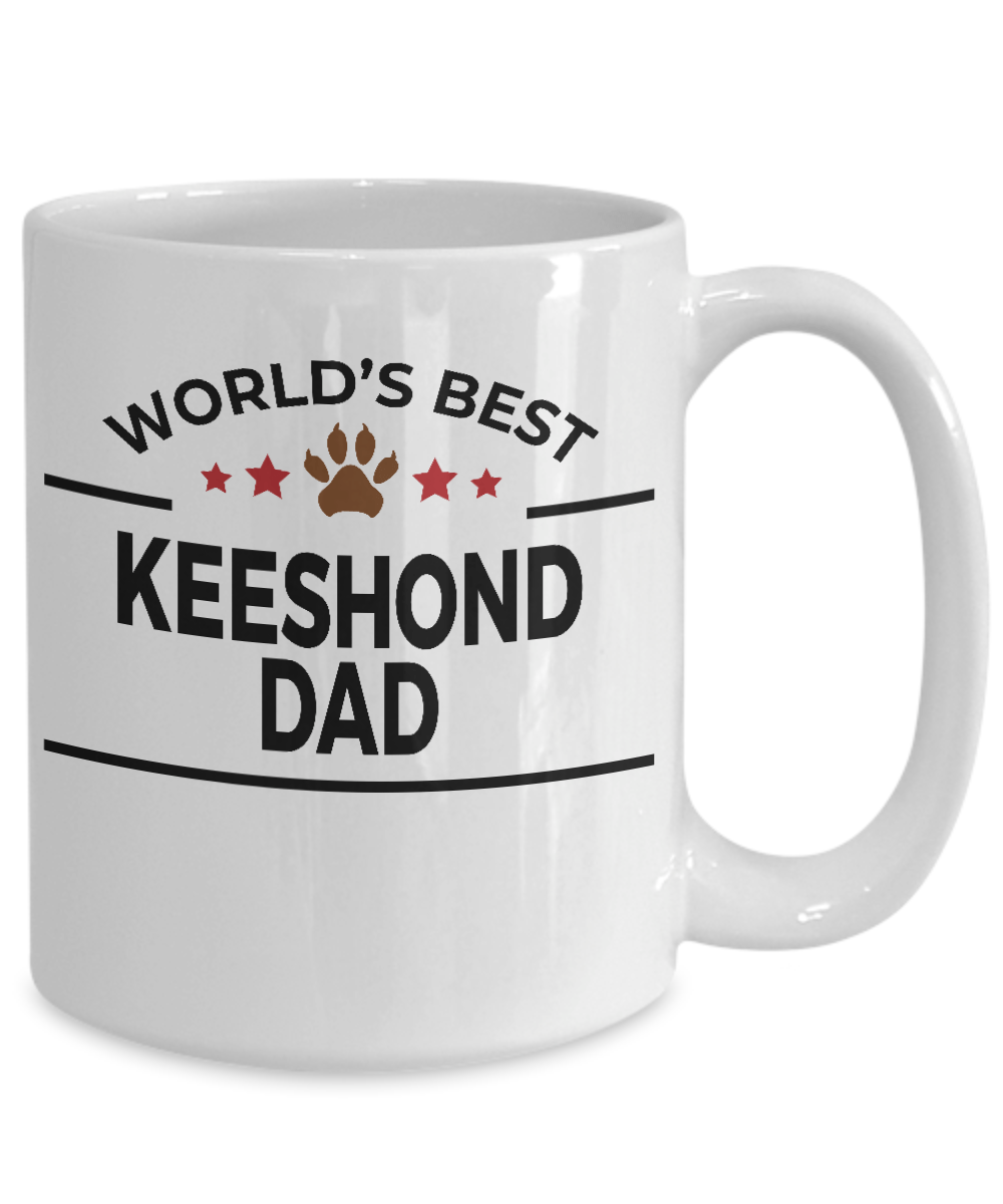 Keeshond Dog Lover Gift World's Best Dad Birthday Father's Day White Ceramic Coffee Mug