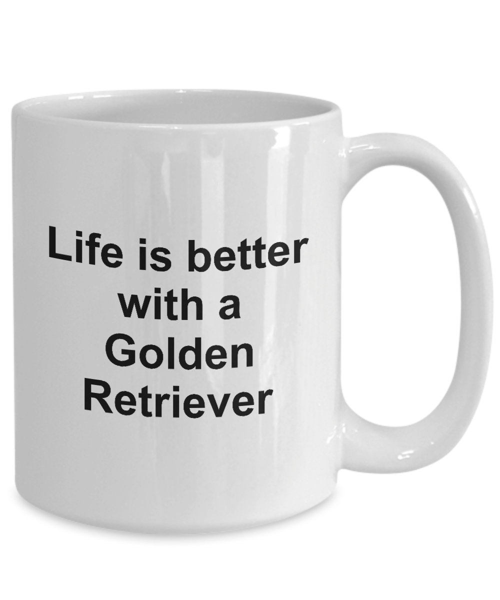 Golden Retriever Dog Lover Gift Life is Better White Ceramic Coffee Mug