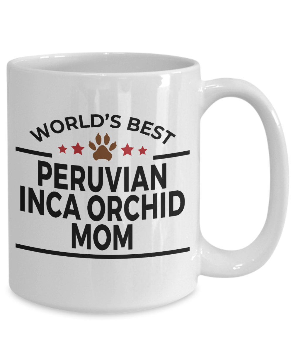 Peruvian Inca Orchid Dog Lover Gift World's Best Mom Birthday Mother's Day White Ceramic Coffee Mug