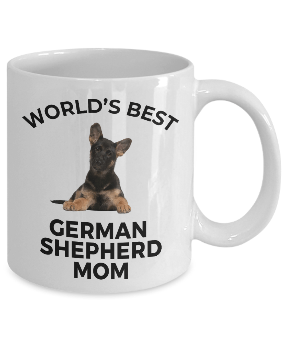 German Shepherd Puppy Dog Lover Gift World's Best Mom Birthday Mother's Day White Ceramic Coffee Mug