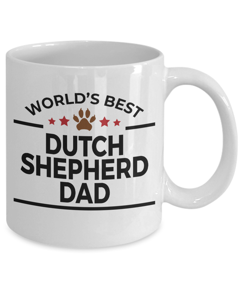 Dutch Shepherd Dog Lover Gift World's Best Dad Birthday Father's Day White Ceramic Coffee Mug